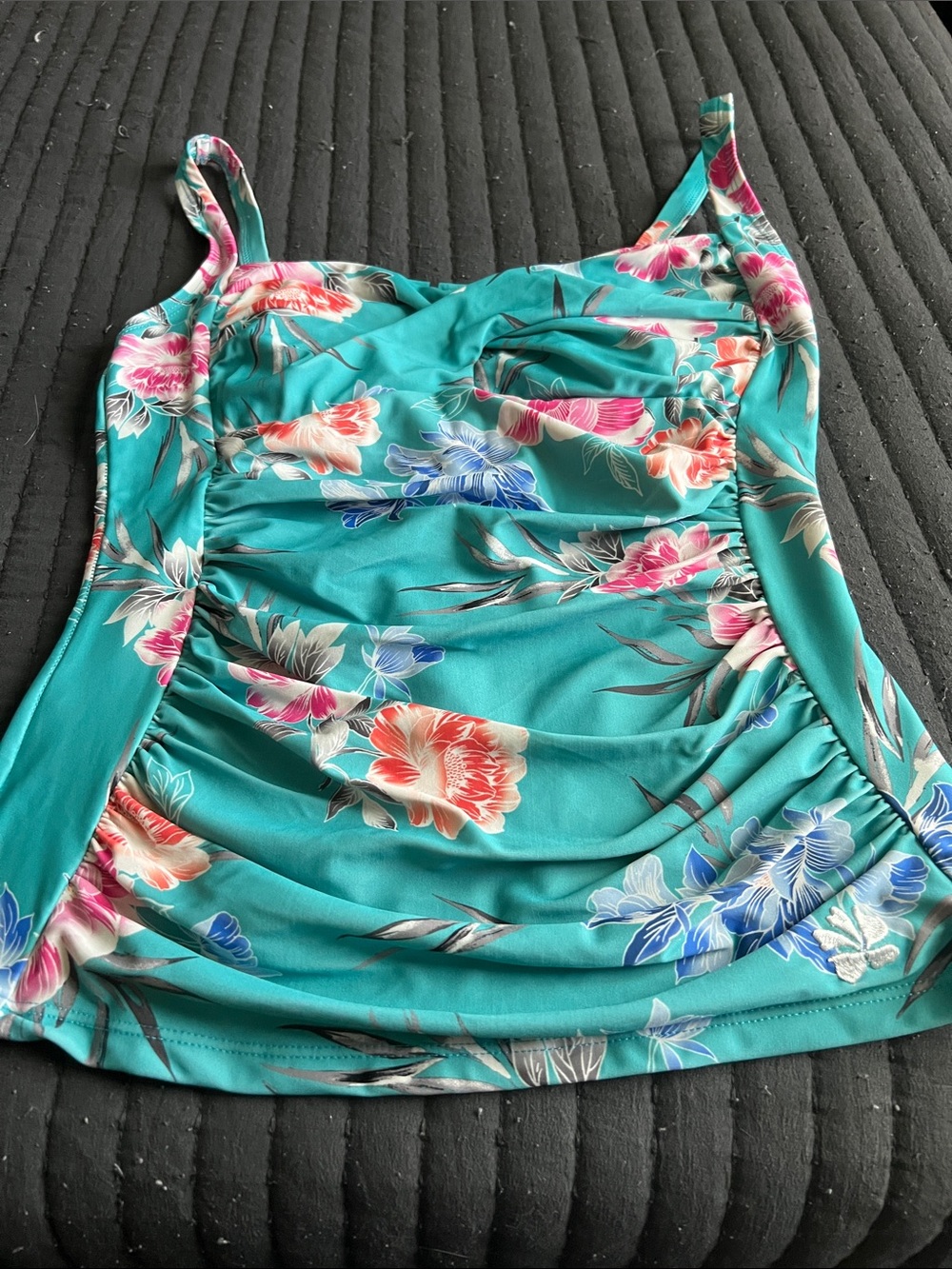 Hapari Teal Floral Ruched Swim Cami